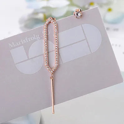 1 Pair Basic Simple Style Classic Style Geometric Tassel Inlay Copper Zircon Ear Studs