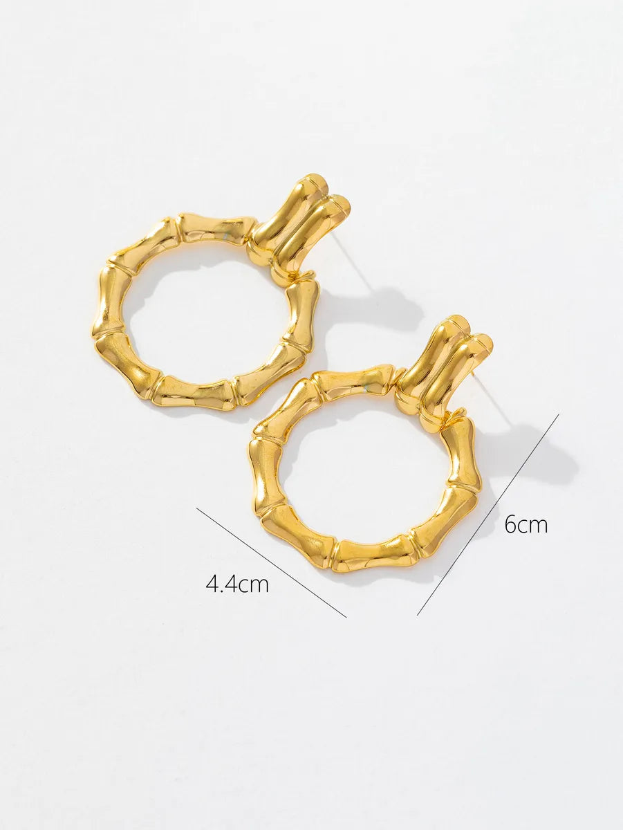 1 Pair Basic Simple Style Classic Style Leaf Dragonfly Plating 316 Stainless Steel  18K Gold Plated Hoop Earrings