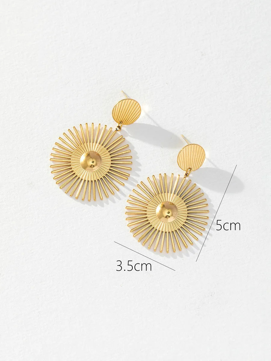 1 Pair Basic Simple Style Classic Style Leaf Dragonfly Plating 316 Stainless Steel  18K Gold Plated Hoop Earrings