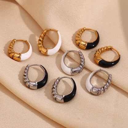 1 Pair Basic Simple Style Classic Style Oval Plating Stainless Steel 18k Gold Plated Earrings