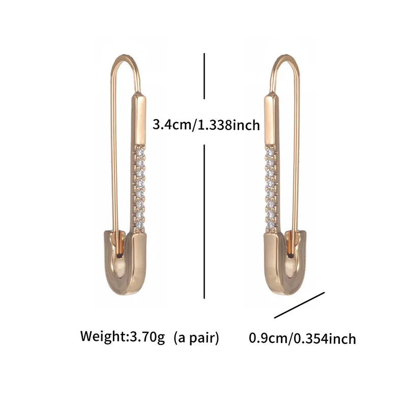 1 Pair Basic Simple Style Classic Style Paper Clip Plating Inlay Copper Artificial Gemstones 18K Gold Plated Drop Earrings