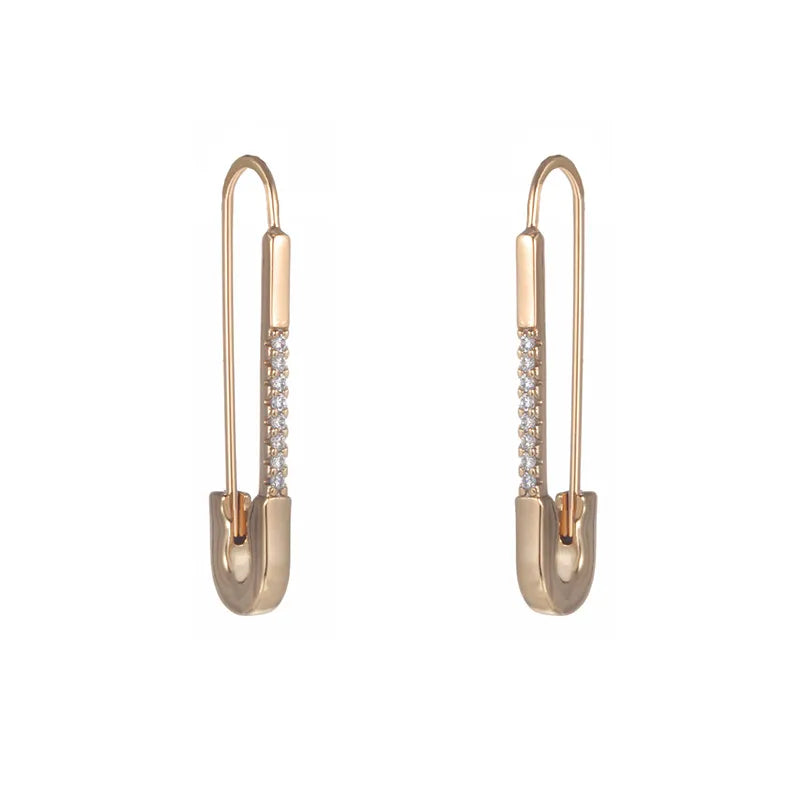 1 Pair Basic Simple Style Classic Style Paper Clip Plating Inlay Copper Artificial Gemstones 18K Gold Plated Drop Earrings