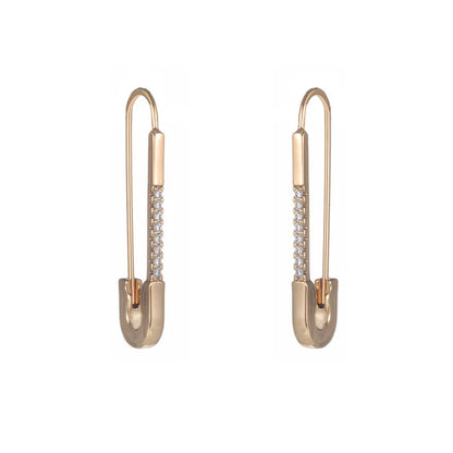 1 Pair Basic Simple Style Classic Style Paper Clip Plating Inlay Copper Artificial Gemstones 18K Gold Plated Drop Earrings