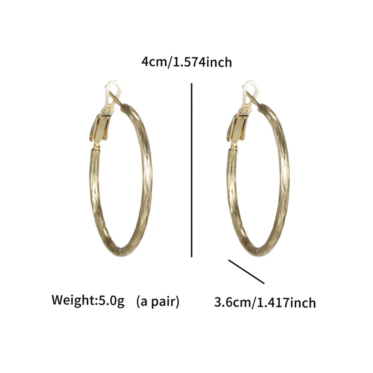 1 Pair Basic Simple Style Classic Style Round Plating Copper 14K Gold Plated Platinum Plated Hoop Earrings