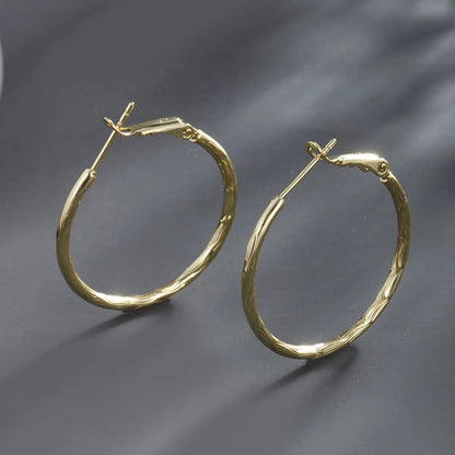 1 Pair Basic Simple Style Classic Style Round Plating Copper 14K Gold Plated Platinum Plated Hoop Earrings