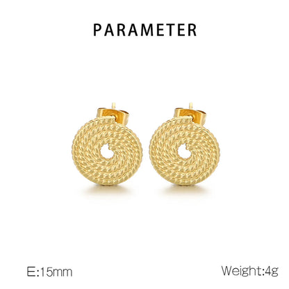 1 Pair Basic Simple Style Classic Style Round Spiral 304 Stainless Steel 18K Gold Plated Ear Studs