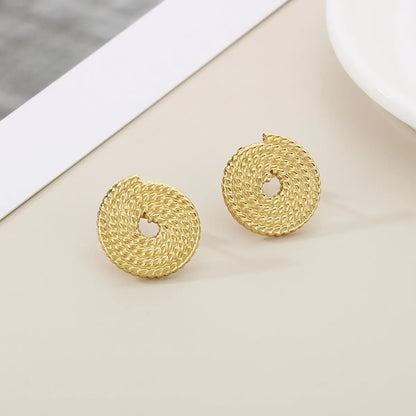 1 Pair Basic Simple Style Classic Style Round Spiral 304 Stainless Steel 18K Gold Plated Ear Studs