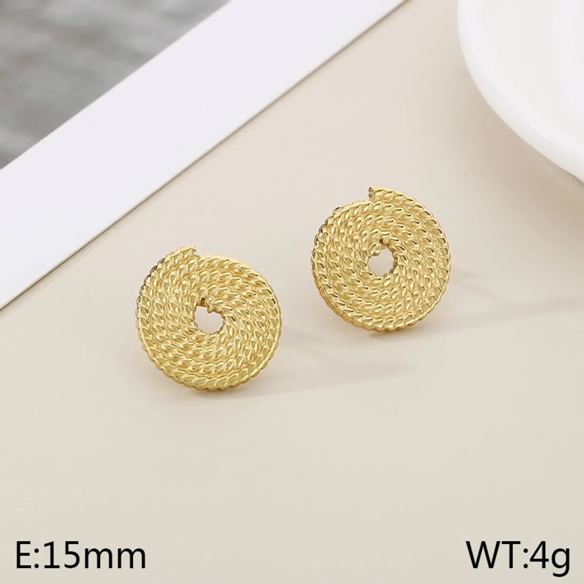 1 Pair Basic Simple Style Classic Style Round Spiral 304 Stainless Steel 18K Gold Plated Ear Studs