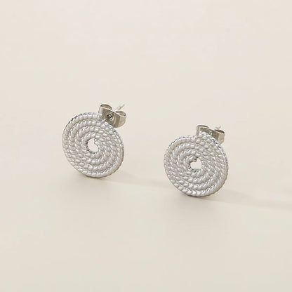 1 Pair Basic Simple Style Classic Style Round Spiral 304 Stainless Steel 18K Gold Plated Ear Studs