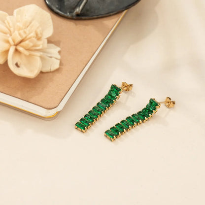 1 Pair Basic Simple Style Classic Style Solid Color Plating Inlay Stainless Steel Zircon Gold Plated Ear Studs