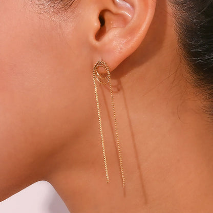 1 Pair Basic Simple Style Classic Style Solid Color Plating Stainless Steel 18k Gold Plated Drop Earrings