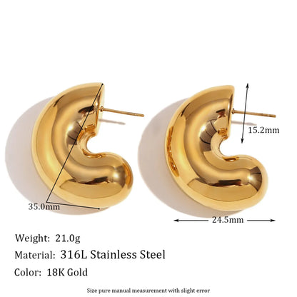 1 Pair Basic Simple Style Classic Style Solid Color Plating 304 Stainless Steel 18K Gold Plated Ear Studs