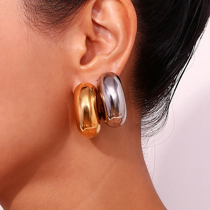 1 Pair Basic Simple Style Classic Style Solid Color Plating 304 Stainless Steel 18K Gold Plated Ear Studs