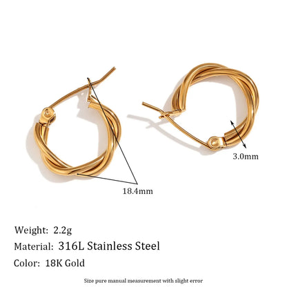 1 Pair Basic Simple Style Classic Style Solid Color Plating Stainless Steel 18k Gold Plated Earrings