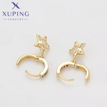 1 Pair Basic Simple Style Classic Style Star Plating Inlay Copper Artificial Gemstones 18K Gold Plated Drop Earrings