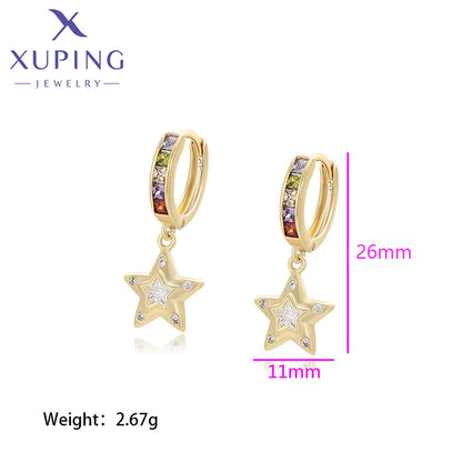 1 Pair Basic Simple Style Classic Style Star Plating Inlay Copper Artificial Gemstones 18K Gold Plated Drop Earrings