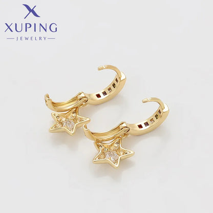 1 Pair Basic Simple Style Classic Style Star Plating Inlay Copper Artificial Gemstones 18K Gold Plated Drop Earrings