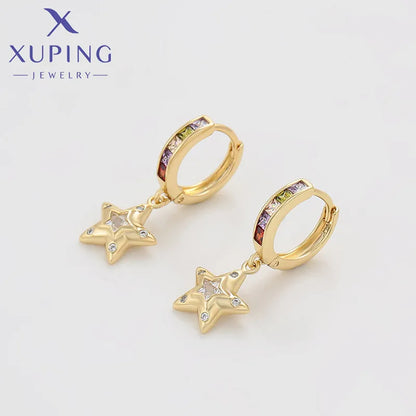 1 Pair Basic Simple Style Classic Style Star Plating Inlay Copper Artificial Gemstones 18K Gold Plated Drop Earrings