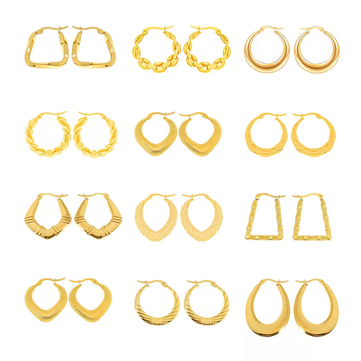 1 Pair Basic Simple Style Classic Style U Shape Geometric Round Plating Titanium Steel Earrings