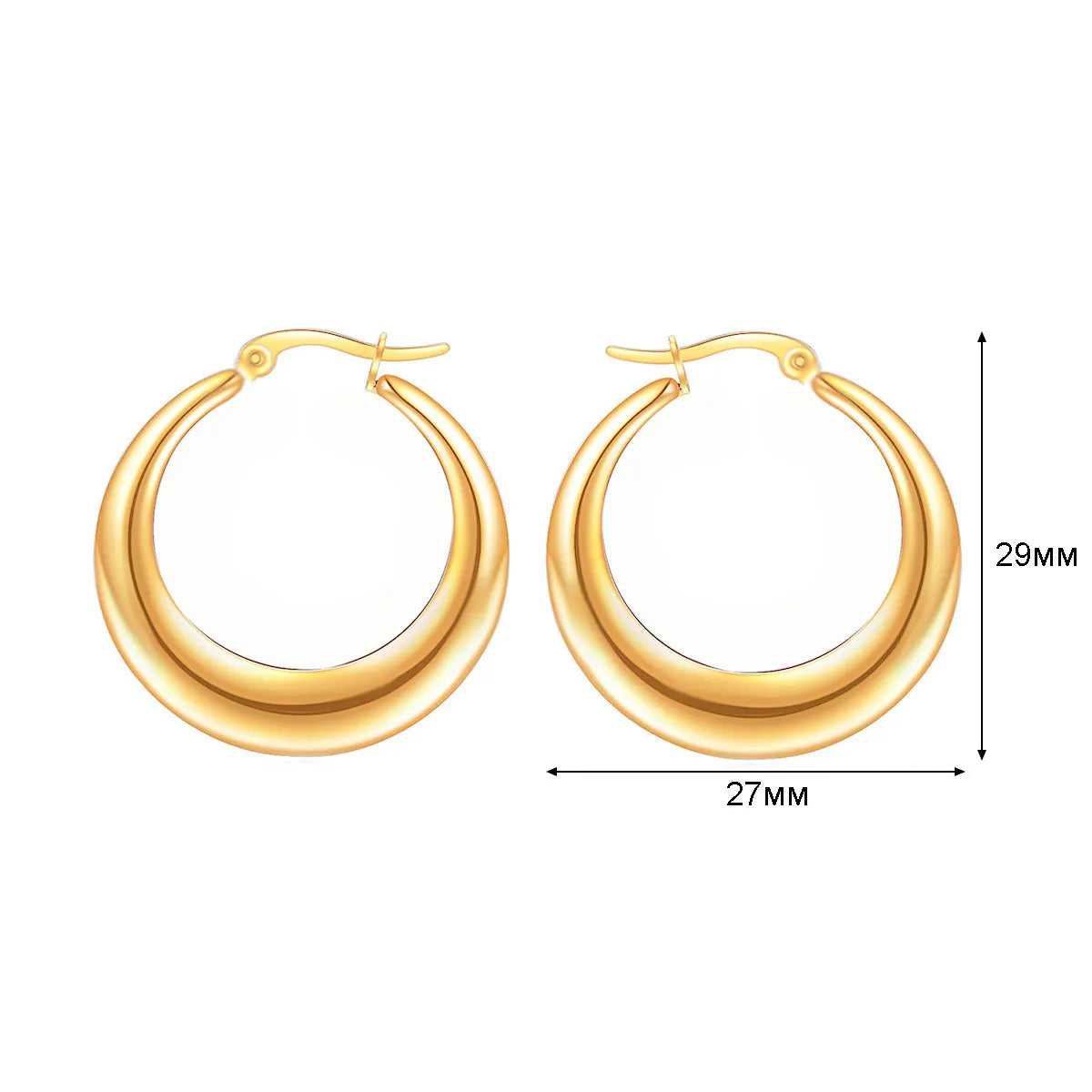 1 Pair Basic Simple Style Classic Style U Shape Geometric Round Plating Titanium Steel Earrings