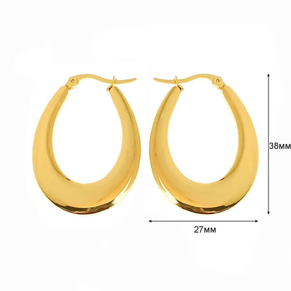 1 Pair Basic Simple Style Classic Style U Shape Geometric Round Plating Titanium Steel Earrings