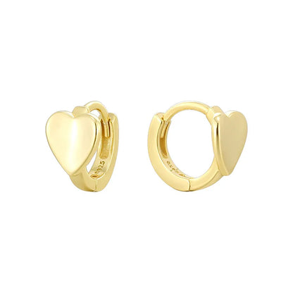 1 Pair Basic Simple Style Commute Geometric Heart Shape Plating Sterling Silver Earrings