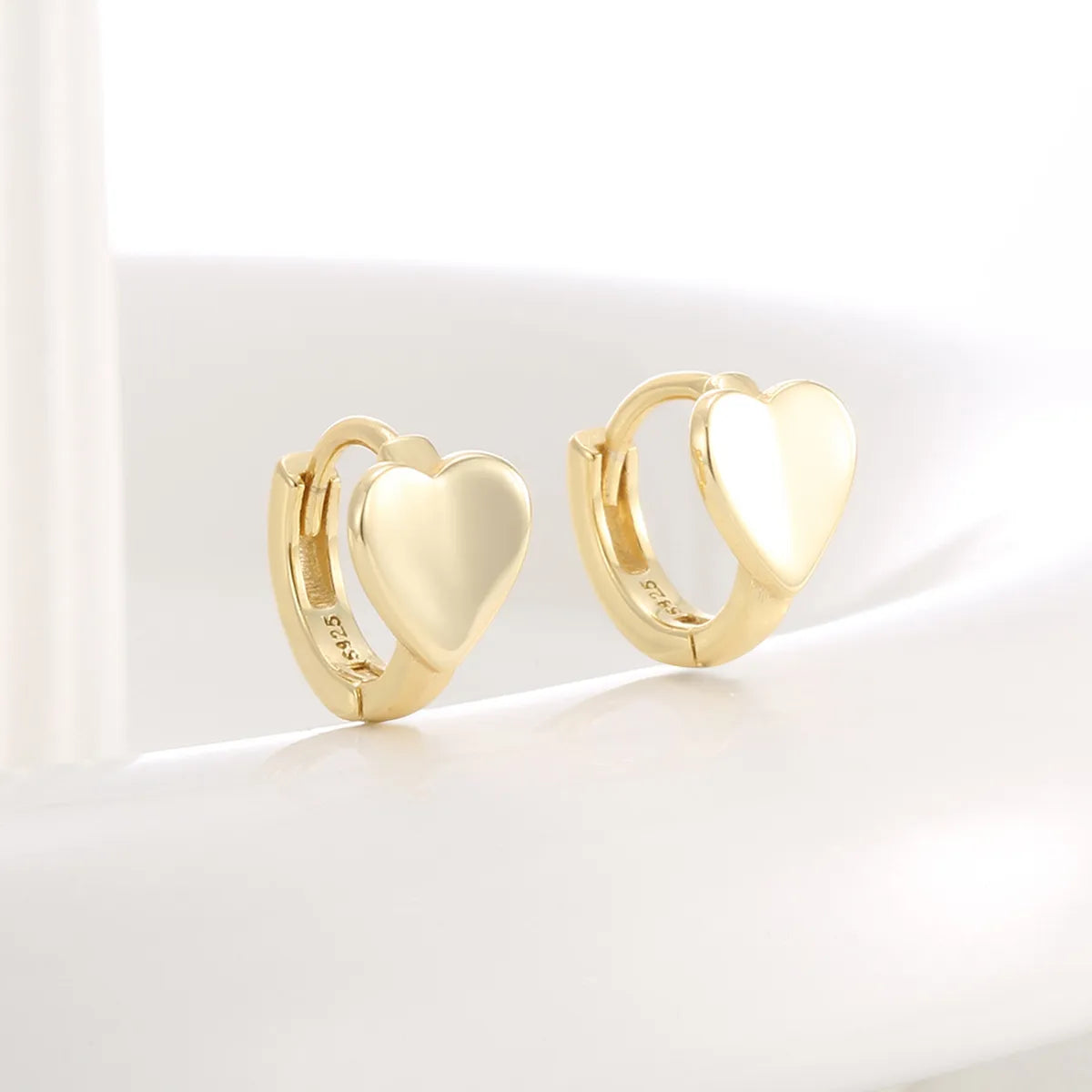 1 Pair Basic Simple Style Commute Geometric Heart Shape Plating Sterling Silver Earrings