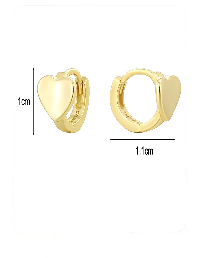 1 Pair Basic Simple Style Commute Geometric Heart Shape Plating Sterling Silver Earrings