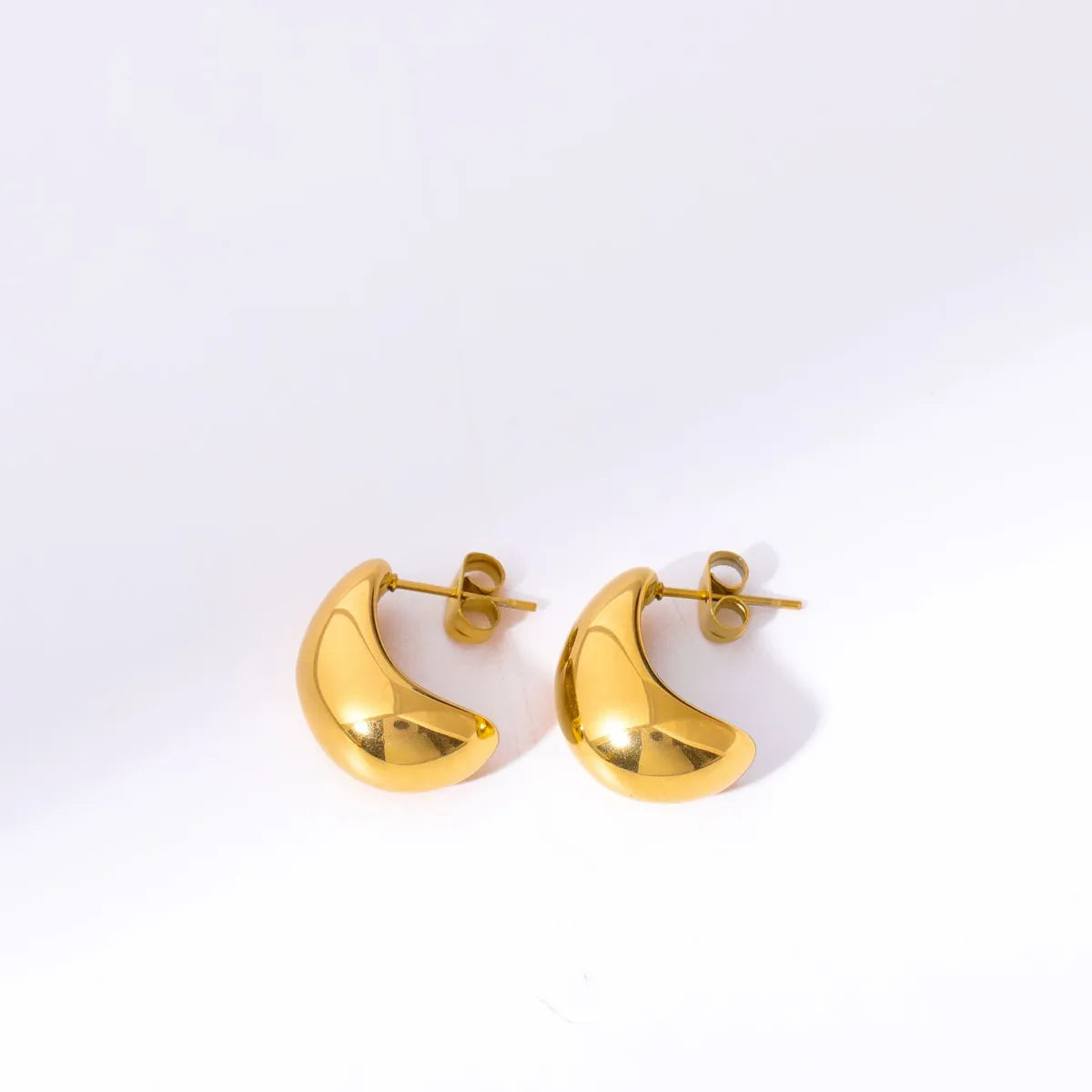 1 Pair Basic Simple Style Commute Geometric Plating Stainless Steel 18k Gold Plated Ear Studs