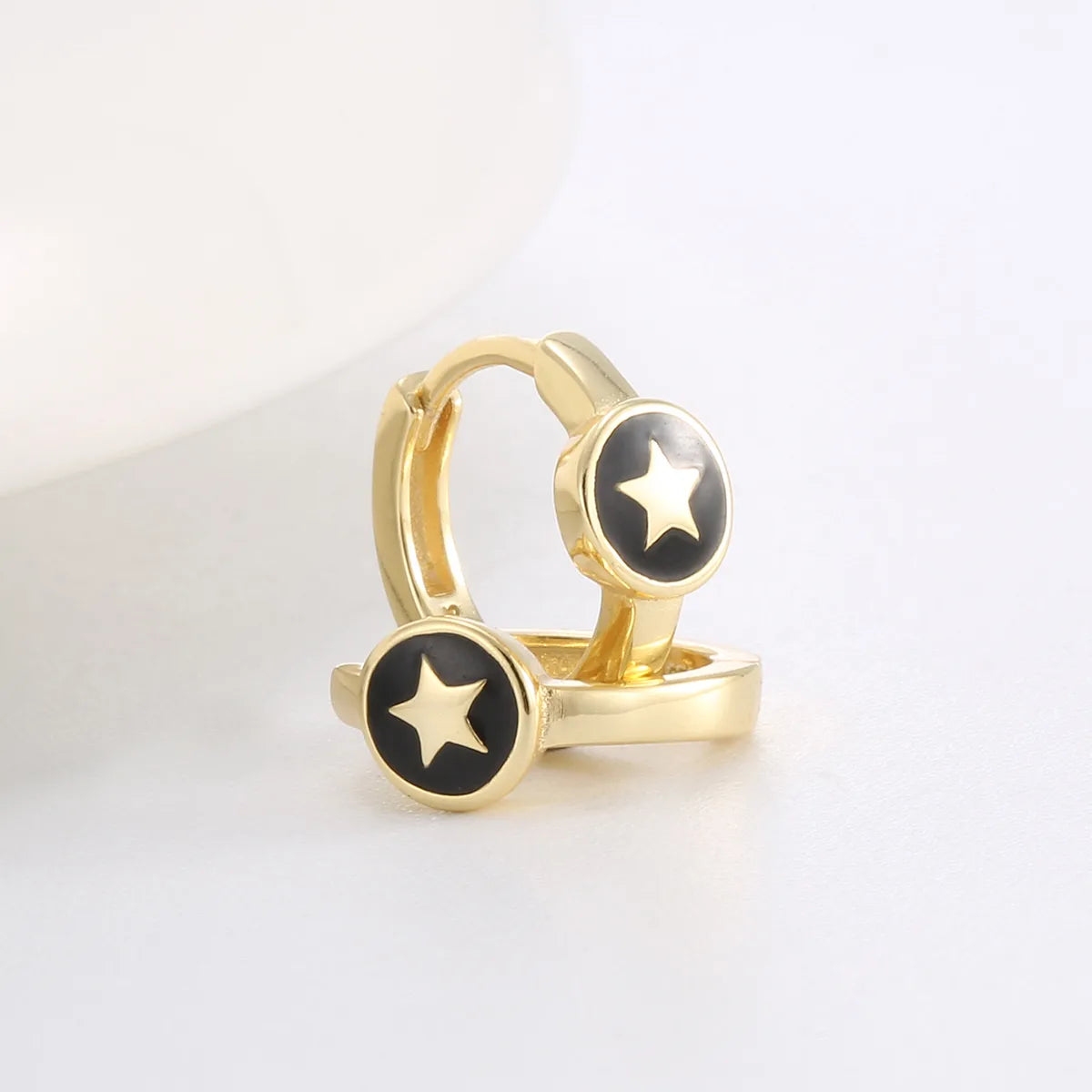 1 Pair Basic Simple Style Commute Geometric Star Epoxy Plating Sterling Silver Earrings