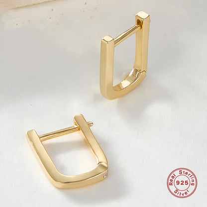 1 Pair Basic Simple Style Commute Square Plating Sterling Silver 18k Gold Plated White Gold Plated Earrings