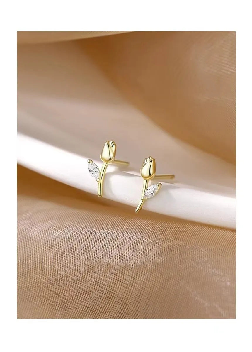 1 Pair Basic Simple Style Flower Sterling Silver Inlay Zircon Ear Studs