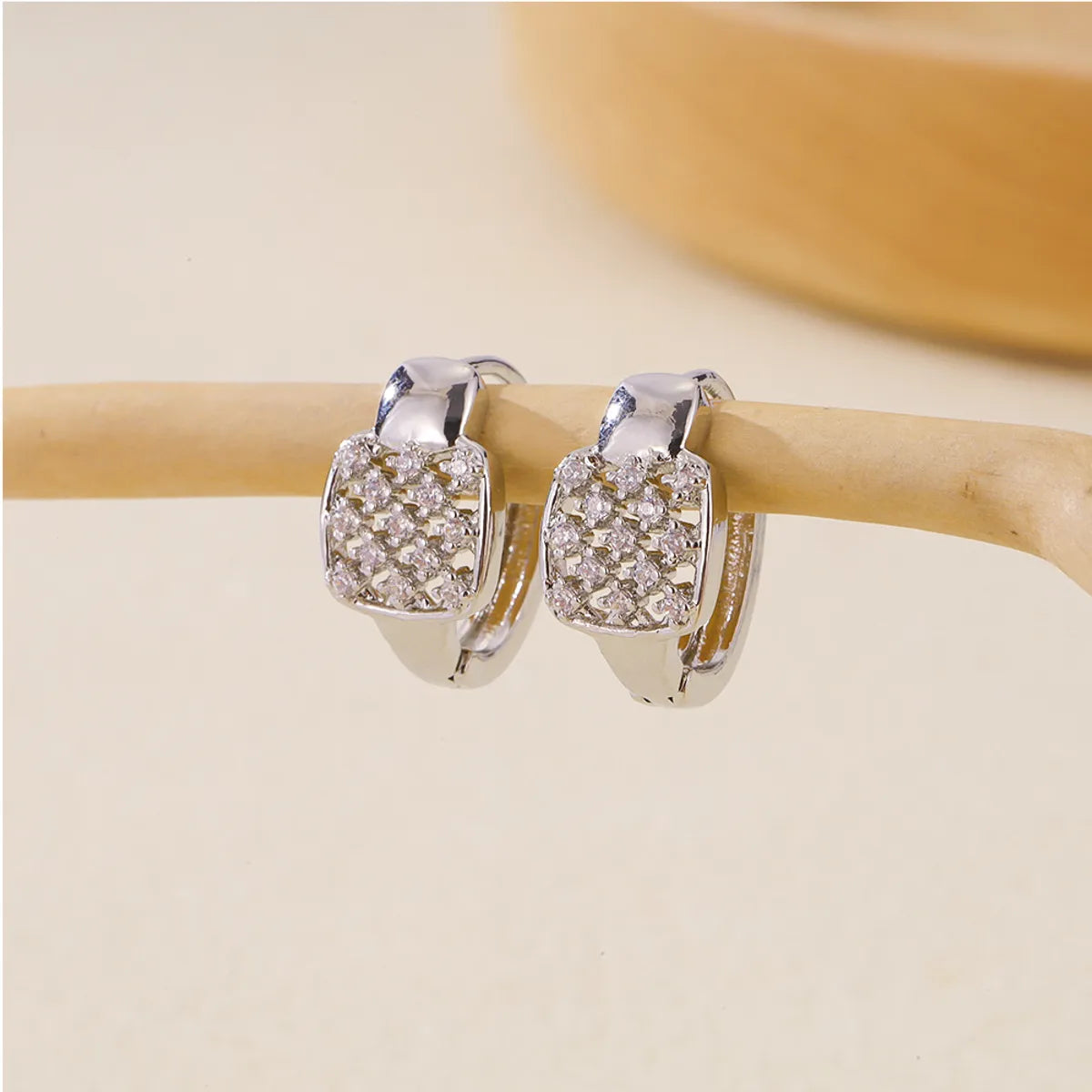 1 Pair Basic Simple Style Geometric Inlay Copper Zircon Earrings