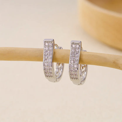 1 Pair Basic Simple Style Geometric Inlay Copper Zircon Earrings