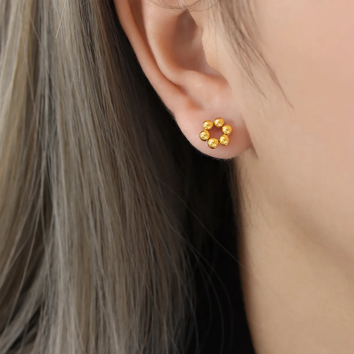 1 Pair Basic Simple Style Geometric Plating Titanium Steel 18k Gold Plated Ear Studs