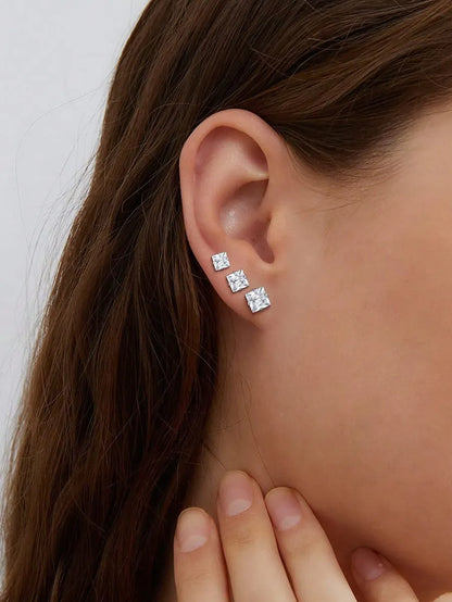 1 Pair Basic Simple Style Solid Color Plating Inlay Stainless Steel Zircon Gold Plated Ear Studs