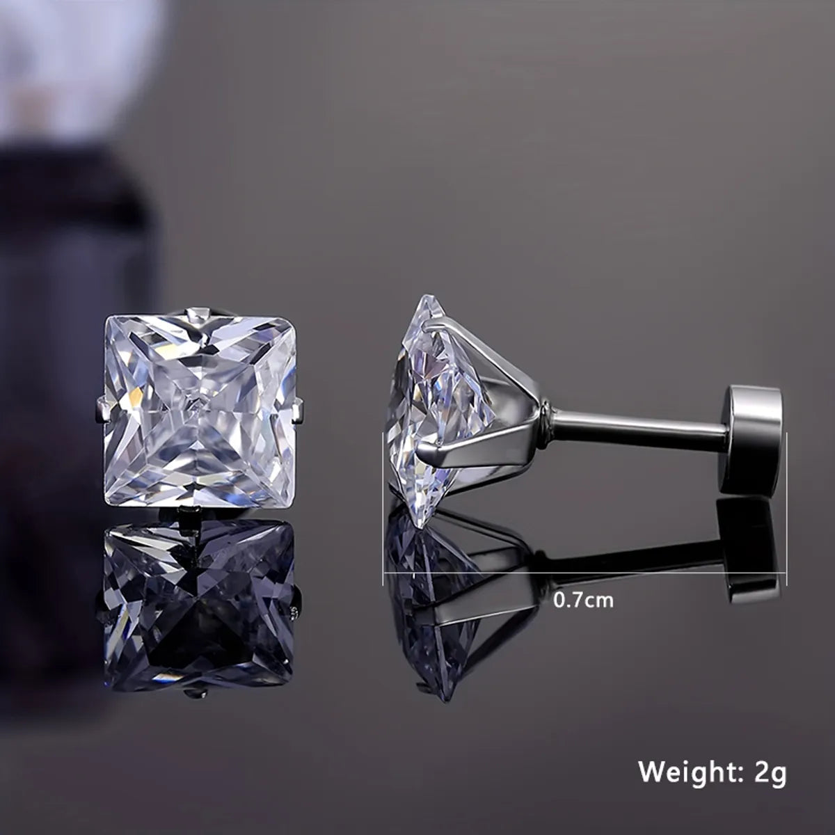 1 Pair Basic Simple Style Solid Color Plating Inlay Stainless Steel Zircon Gold Plated Ear Studs