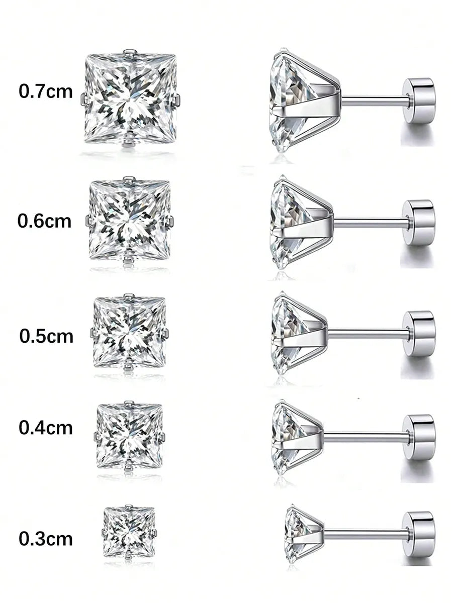 1 Pair Basic Simple Style Solid Color Plating Inlay Stainless Steel Zircon Gold Plated Ear Studs