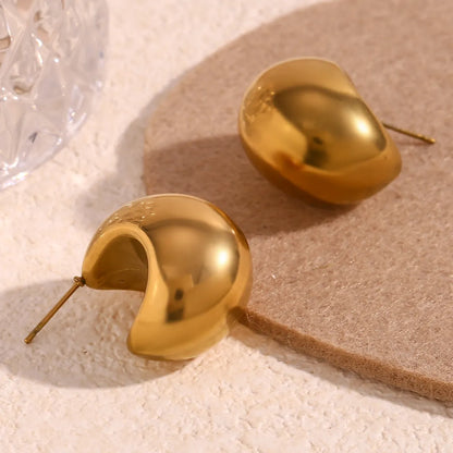 1 Pair Basic Simple Style Solid Color Plating Stainless Steel 18k Gold Plated Ear Studs