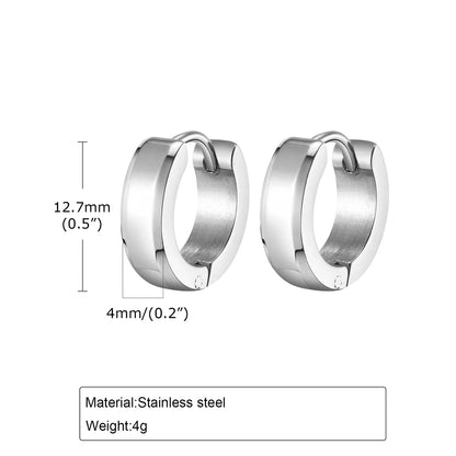 1 Pair Basic Simple Style Solid Color Polishing 201 Stainless Steel Earrings