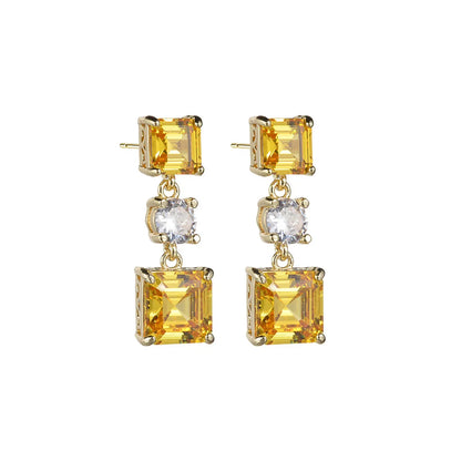 1 Pair Basic Simple Style Square Inlay Copper Zircon Drop Earrings