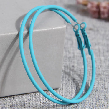 1 Pair Basic Solid Color Alloy Hoop Earrings