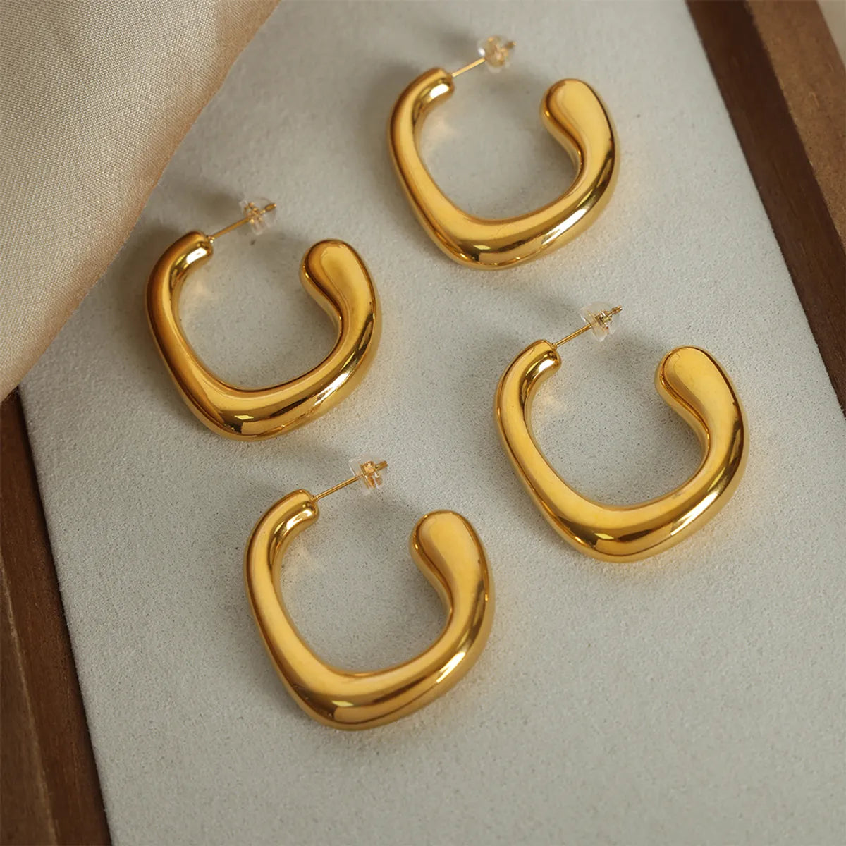 1 Pair Basic Solid Color Plating Titanium Steel 18k Gold Plated Ear Studs