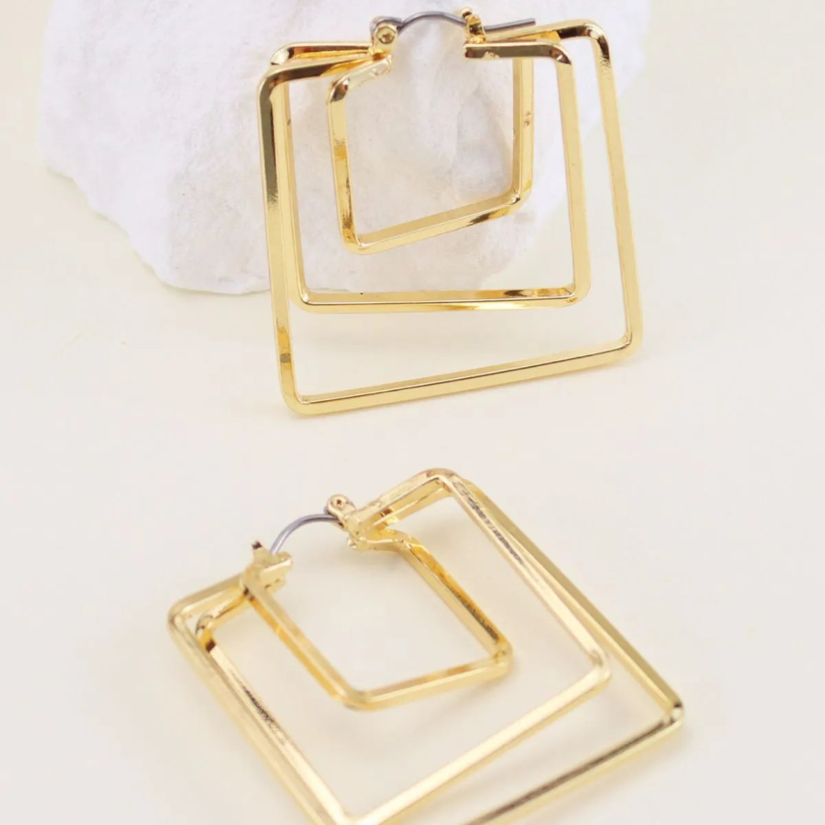 1 Pair Basic Square Iron Earrings