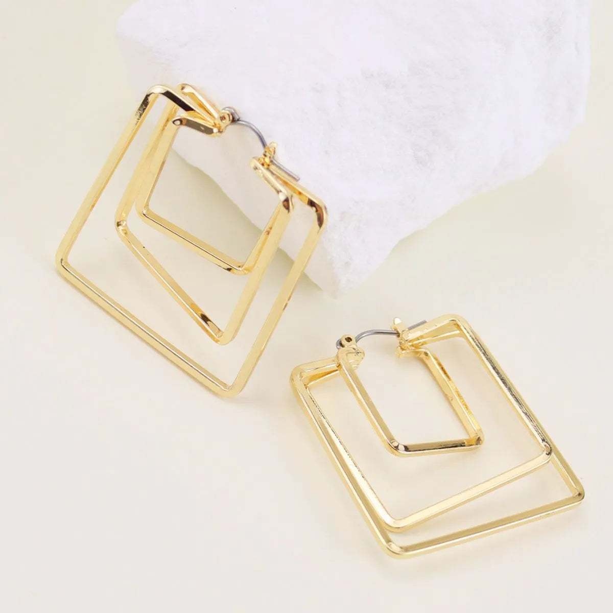 1 Pair Basic Square Iron Earrings