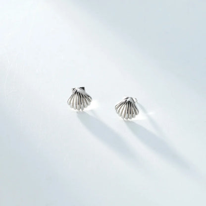 1 Pair Basic Streetwear Scallop Sterling Silver Plating Ear Studs