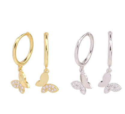 1 Pair Basic Sweet Butterfly Sterling Silver Plating Inlay Zircon Drop Earrings