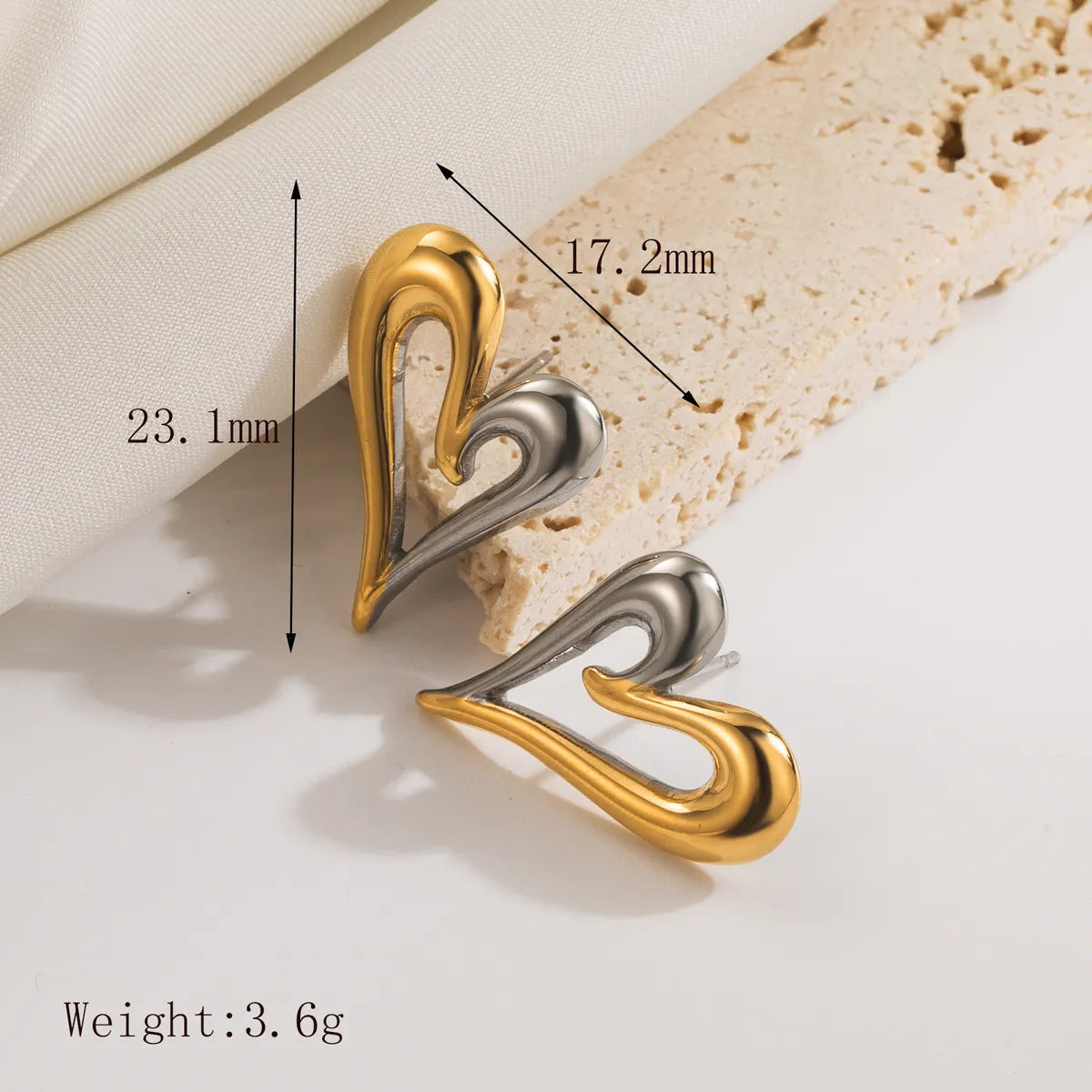 1 Pair Basic Sweet Commute Heart Shape Plating 304 Stainless Steel 18K Gold Plated Ear Studs