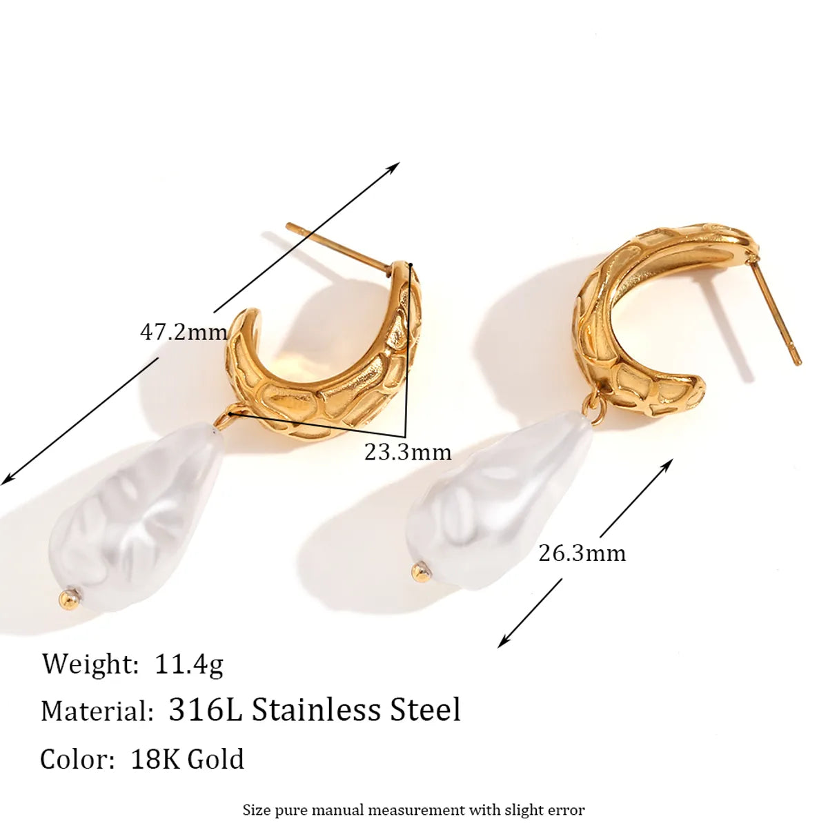 1 Pair Basic Vintage Style Classic Style Geometric Plating Stainless Steel 18k Gold Plated Drop Earrings