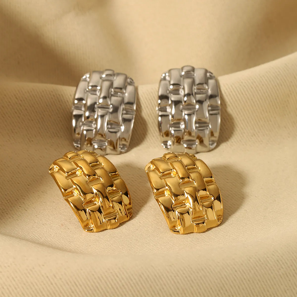 1 Pair Basic Vintage Style Classic Style Geometric Plating Stainless Steel 18k Gold Plated Ear Studs